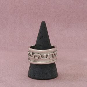 taxco mexico sterling silver mens vintage beaded band ring size 11.5